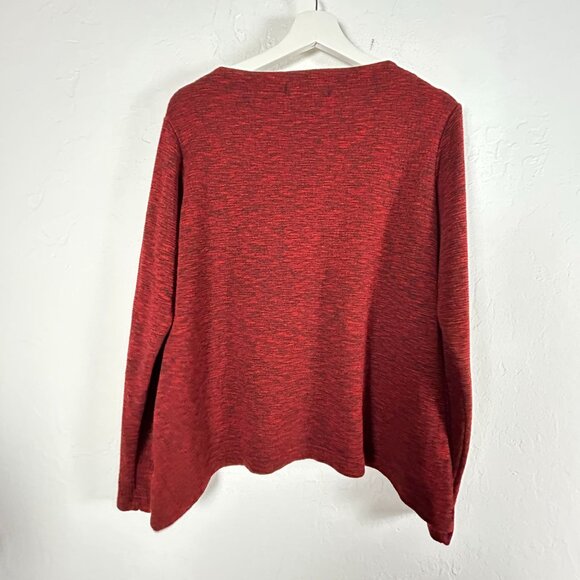 Cut Loose Womens Red Black Textured Long Sleeve Boat Neck Top Size Medium Casual - Picture 2 of 8